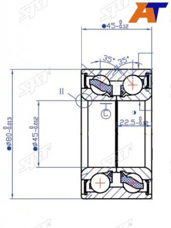 1 299 р. Подшипник перед ступицызадней VW TRANSPORTER 90- SAT ST-7D0498625  с доставкой в г. Кемерово. Увеличить фотографию 1