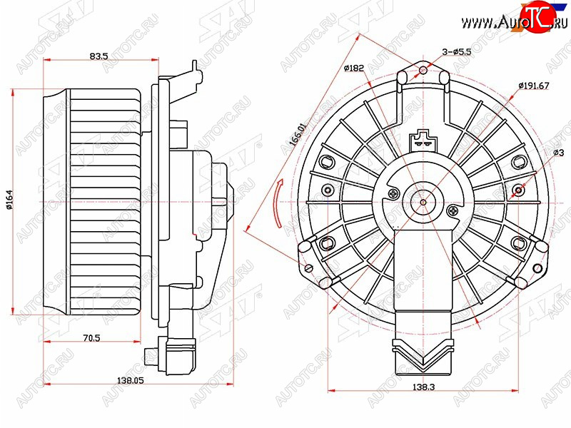 2 789 р. Мотор отопителя салона Honda Civic 05-12  Civic USA 05-08  Jeep Wrangler 06-18 SAT ST-79310-SNK-K01  с доставкой в г. Кемерово