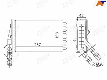 1 279 р. Радиатор отопителя салона  RENAULT CLIO 98-CLIO SYMBOL 01-CLIO 01-(трубчатый) SAT ST-87-0035  с доставкой в г. Кемерово. Увеличить фотографию 3