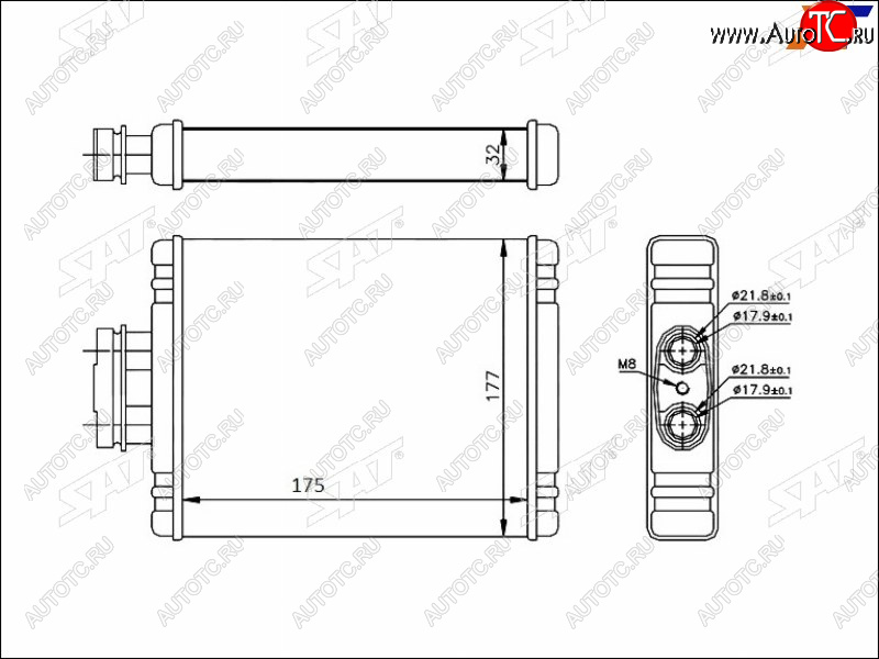 1 169 р. Радиатор отопителя салона  AUDI A1 10-SKODA FABIA 99-ROOMSTER 06-VOLKSWAGEN FOX 05-POLO 01-POLO SAT ST-87-0027  с доставкой в г. Кемерово