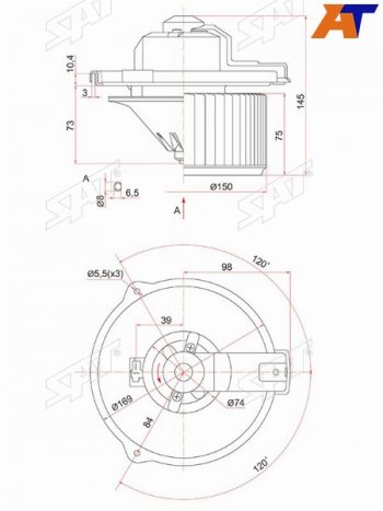 3 399 р. Мотор отопителя салона Suzuki Grand Vitara 97-05  Toyota Allion (T240) 01-07  Avensis (T250) 03-08 SAT ST-87103-12050  с доставкой в г. Кемерово. Увеличить фотографию 3