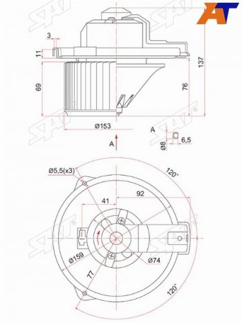 3 499 р. Мотор отопителя салона Mitsubishi Pajero 91-00  Toyota RAV4 (XA10) 94-00  Vitz 99-05  4Runner 89- SAT ST-87103-42020  с доставкой в г. Кемерово. Увеличить фотографию 2