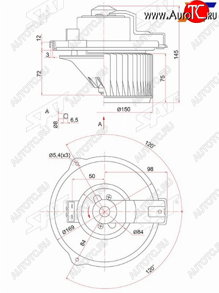 2 789 р. Мотор отопителя салона Mitsubishi Pajero 99-06  Toyota Camry (XV20,XV30) 96-06  Harrier (XU30) 03- SAT ST-87103-33040  с доставкой в г. Кемерово