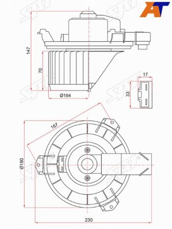 2 789 р. Мотор отопителя салона Ford Mondeo 14-19  Toyota Land Cruiser Prado (J120) 02-09  Lexus GX 02-09  SAT ST-87103-35060  с доставкой в г. Кемерово. Увеличить фотографию 3