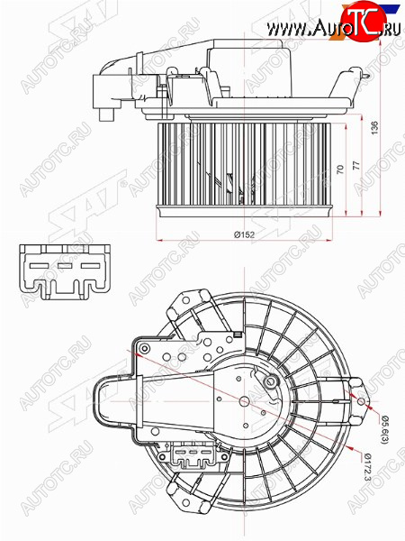 8 349 р. Мотор отопителя салона TOYOTA AURIS 06-/BLADE 06-12/COROLLA 12-/RAV4 05-18/MARK X 07-13/SAI 09-18(RH SAT ST-87103-42070, st8710342070 SAT ST-87103-42070  с доставкой в г. Кемерово
