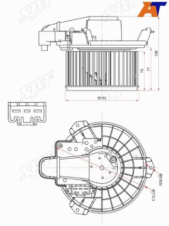 8 349 р. Мотор отопителя салона TOYOTA AURIS 06-/BLADE 06-12/COROLLA 12-/RAV4 05-18/MARK X 07-13/SAI 09-18(RH SAT ST-87103-42070, st8710342070 SAT ST-87103-42070  с доставкой в г. Кемерово. Увеличить фотографию 3