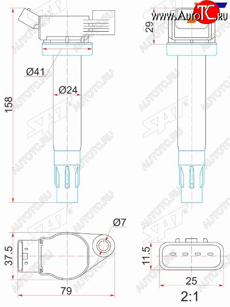 1 399 р. Катушка зажигания TOYOTA KLUGERHIGLANDER MCU2#RX300330350 MCU3# 03- 3MZ-FE SAT ST-90919-02246  с доставкой в г. Кемерово