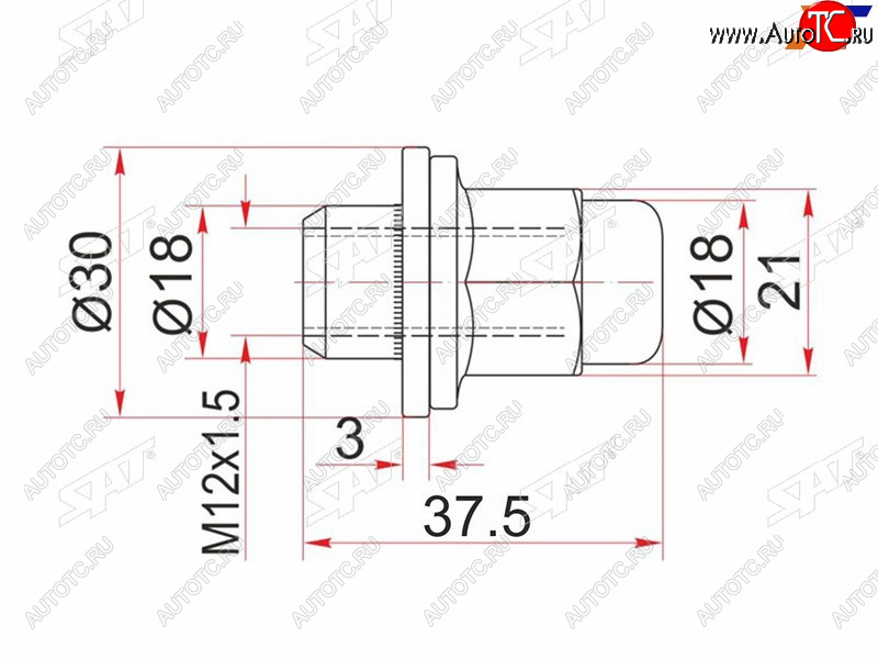 158 р. Гайка колесная закрытая чёрная TOYOTA HILUXLAND CRUISER PRADOTACOMAWILL VS SAT ST-90942-01077  с доставкой в г. Кемерово