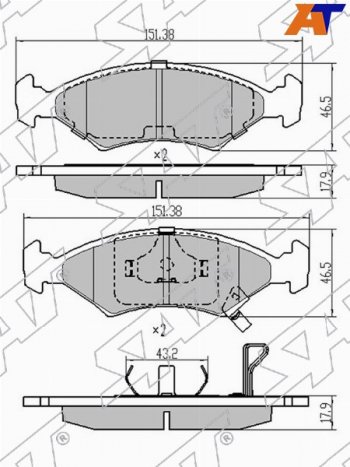 Колодки тормозные передние FL-FR SAT Ravon R4 (2016-2020)