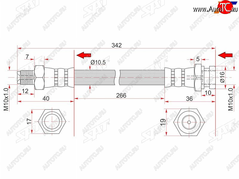 899 р. Шланг тормозной передний (Таиланд) RH SAT Mitsubishi Fuso Canter (2000-2007)  с доставкой в г. Кемерово