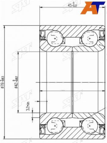 1 299 р. Подшипник передней ступицы FORD ESCAPEMAVERICKMAZDA TRIBUTE 00- SAT ST-EC01-33-048  с доставкой в г. Кемерово. Увеличить фотографию 3
