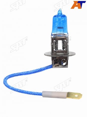 76 р. Лампа головного освещения галогенная супер белая H3 12V 55W SAT ST-H3W-12V  с доставкой в г. Кемерово. Увеличить фотографию 1