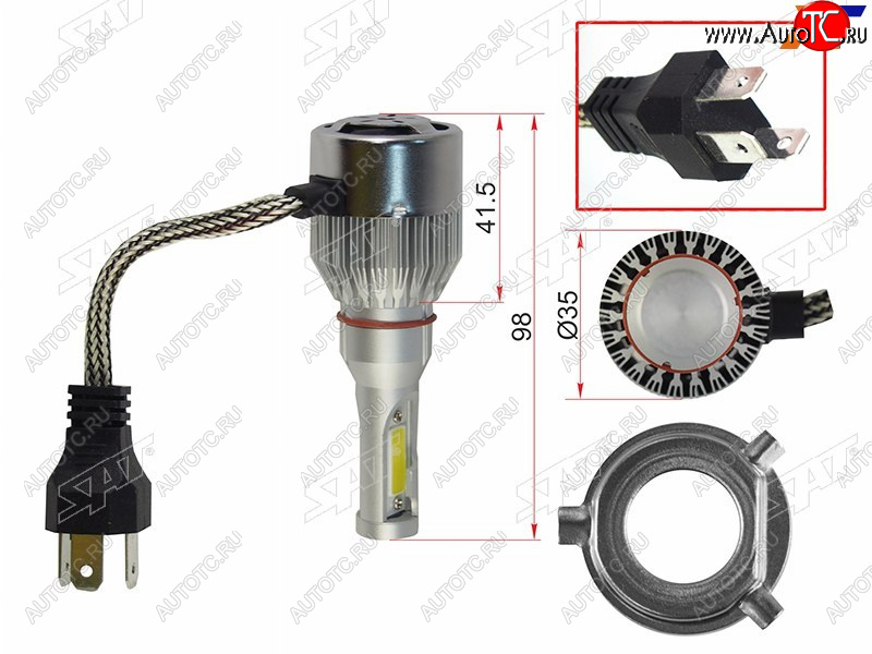 1 759 р. Комплект светодиодных ламп LED H4 36W3600LM SAT ST-H4-LED  с доставкой в г. Кемерово