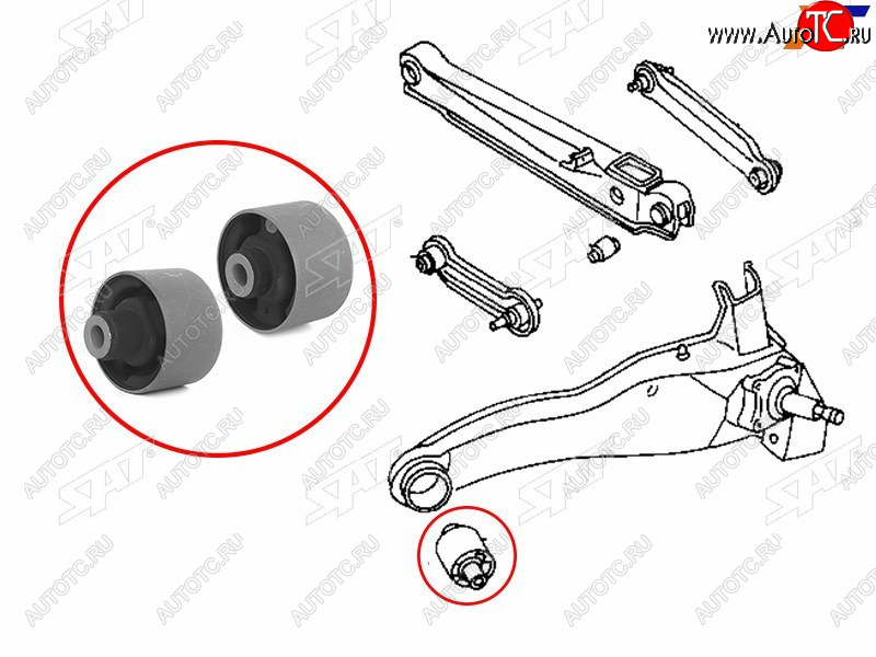 589 р. Сайлентблок Mitsubishi Lancer 95-01  Outlander 02-09  Airtrek 01-05  Carisma 95-05  Volvo S40 95 SAT ST-MB809262  с доставкой в г. Кемерово