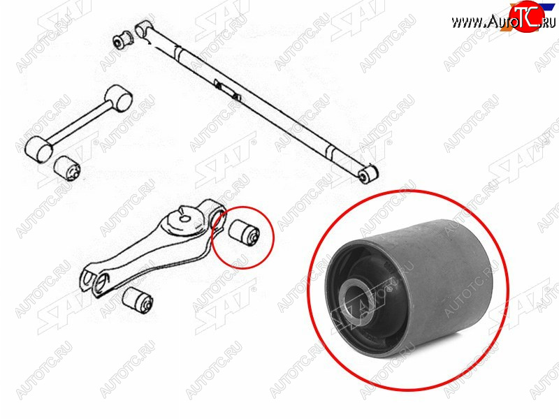 599 р. Сайлентблок Mitsubishi Delica 94-07  Pajero 91-06  Hyundai H1 97-07  Starex 97-07 SAT ST-MB-951814  с доставкой в г. Кемерово