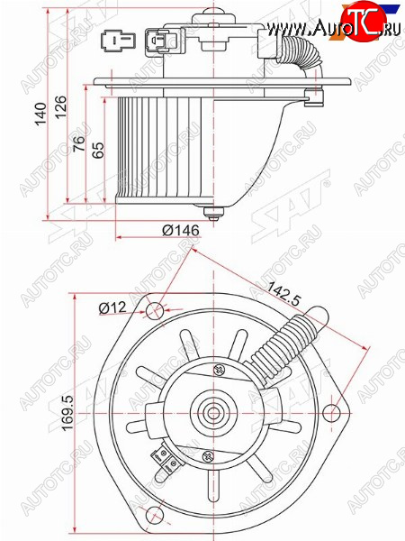 4 199 р. Мотор отопителя салона Hino Dutro 02-11  Mitsubishi Fuso Canter FE5 93-02  Fuso Canter FE6 93-02  SAT ST-MC140941  с доставкой в г. Кемерово