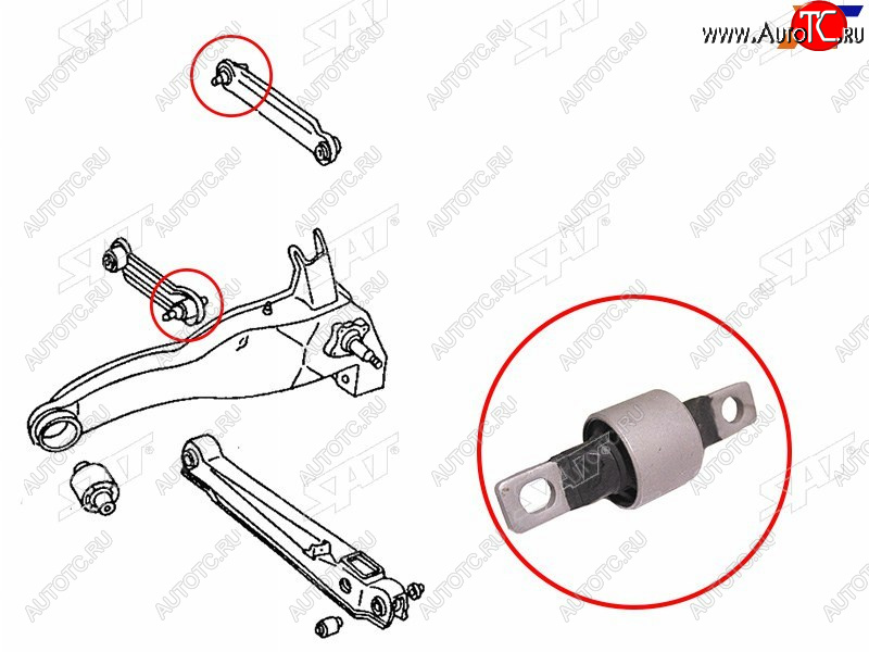 399 р. Сайлентблок Mitsubishi Lancer 95-01  Carisma 95-05  Space Star 98-05  Volvo S40 95-04  V40 95-04 SAT ST-MR102014  с доставкой в г. Кемерово