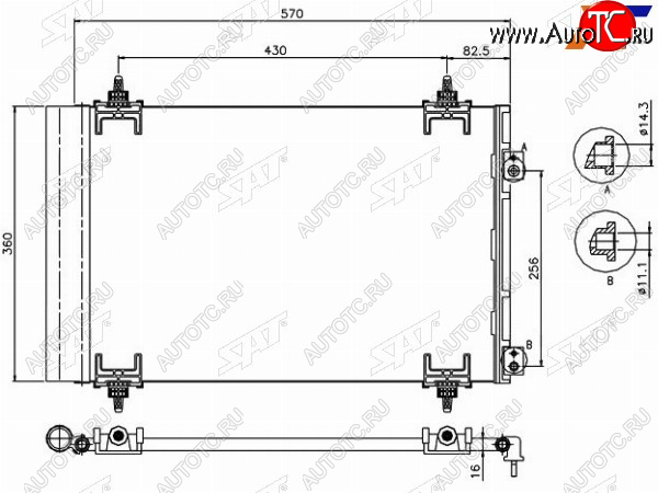 3 899 р. Радиатор кондиционера Citroen Berlingo 08-22  C4 04-11  C4 Picasso 07-14  Peugeot 308 07-15  Cit SAT ST-PG38-394-0  с доставкой в г. Кемерово