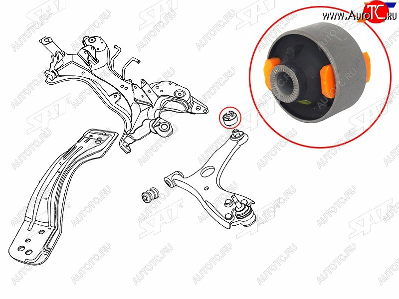 819 р. Сайлентблок Chery Tiggo T11 05-16  Mitsubishi ASX 10-20  Lancer 02-17  Outlander 02-22  Toyota A SAT ST-T11-2909080  с доставкой в г. Кемерово