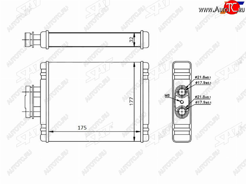 2 079 р. Радиатор отопителя салона  AUDI A1 10-SKODA FABIA 99-ROOMSTER 06-VOLKSWAGEN FOX 05-POLO 01-POLO SAT ST-VW01-395-0  с доставкой в г. Кемерово