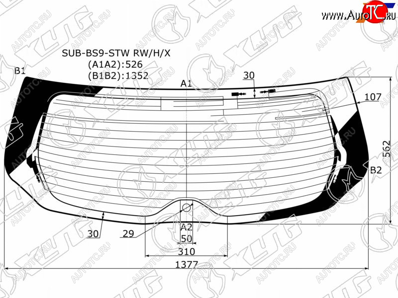 13 749 р. Стекло заднее (Цвет зеленый Обогрев Антенна 5D WGN) Subaru Legacy 15-19  Outback 14-21 XYG SUB-BS9-STW RW/H/X  с доставкой в г. Кемерово