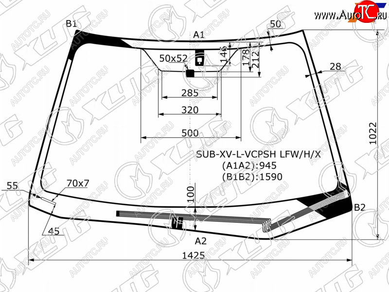 7 699 р. Стекло лобовое (Обогрев щеток Датчик дождя) Subaru Impreza 11-16  XV 11-17  Impreza WRX 14-21  I XYG SUB-XV-L-VCPSH LFW/H/X  с доставкой в г. Кемерово
