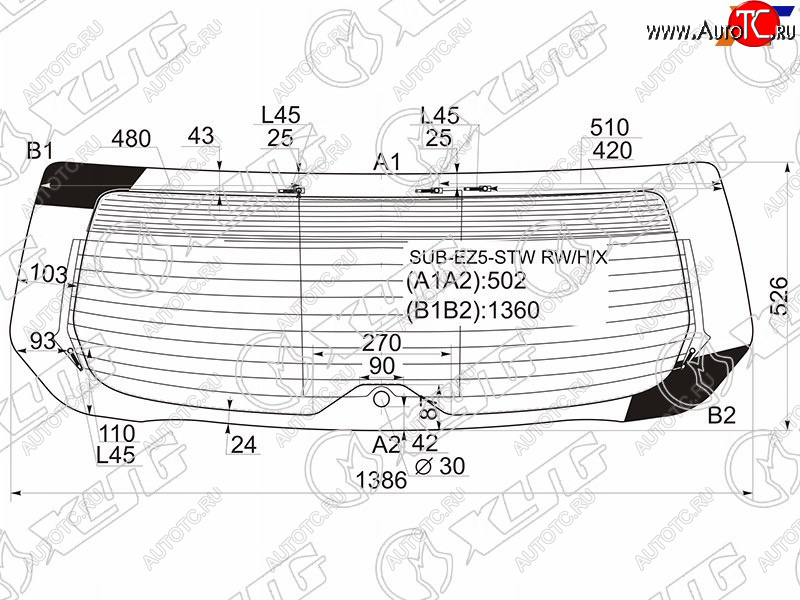 9 949 р. Стекло заднее (Цвет зеленый Обогрев Антенна 5D WGN) Subaru Legacy 09-15  Outback 09-15 XYG SUB-EZ5-STW RW/H/X  с доставкой в г. Кемерово