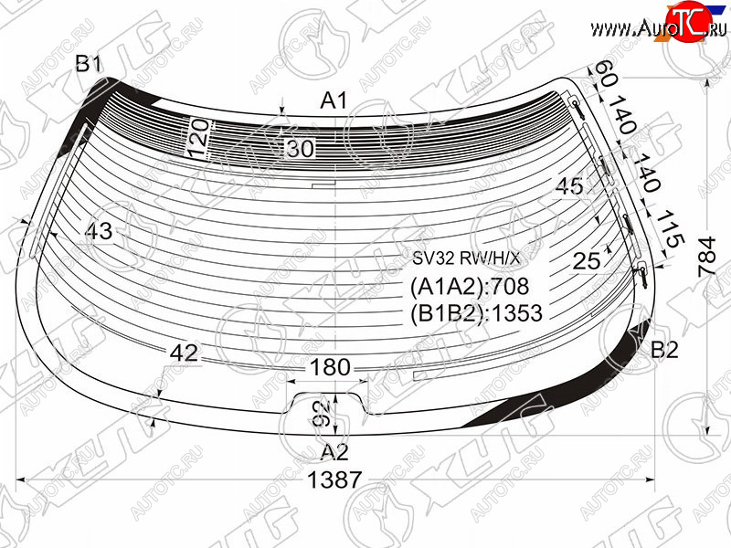 7 249 р. Стекло заднее с обогревом TOYOTA VISTACAMRY HARDTOP 90-94                                           XYG SV32 RW/H/X  с доставкой в г. Кемерово