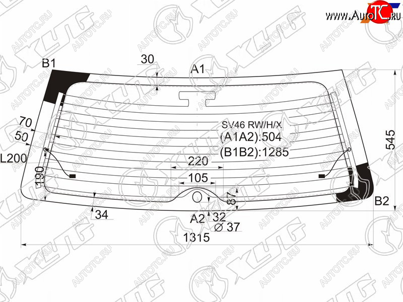 8 299 р. Стекло заднее (Цвет зеленый Обогрев 5D WGN) Toyota Camry Gracia 96-01  Mark II Wagon Qualis 97-02 XYG SV46 RW/H/X  с доставкой в г. Кемерово