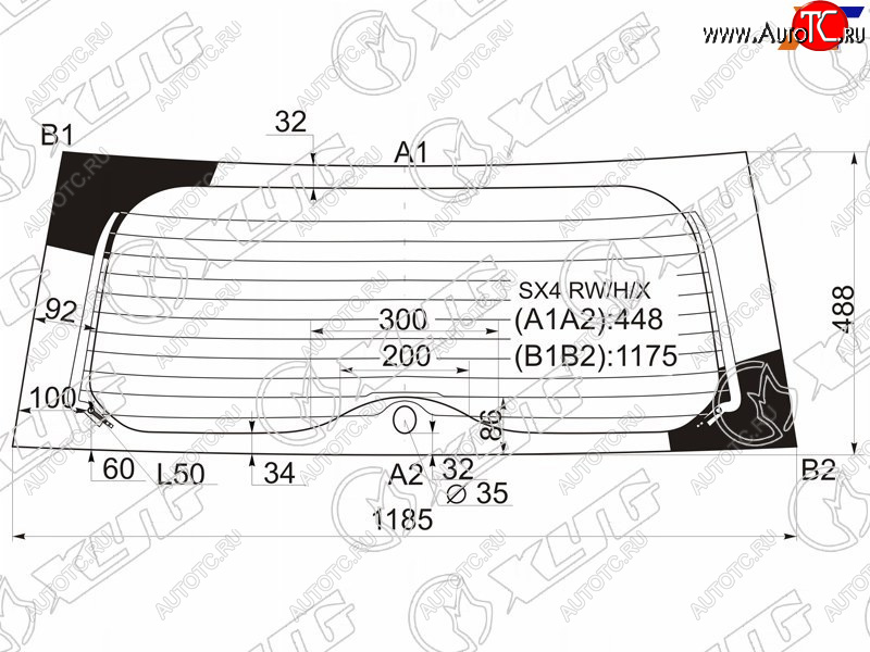 6 599 р. Стекло заднее (Цвет зеленый Обогрев 5D HBK) Suzuki SX4 06-16  Fiat Sedici 06-11 XYG SX4 RW/H/X  с доставкой в г. Кемерово