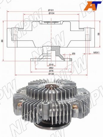 Вискомуфта TOYOTA HILUX 15- 2TR NPW T-163F