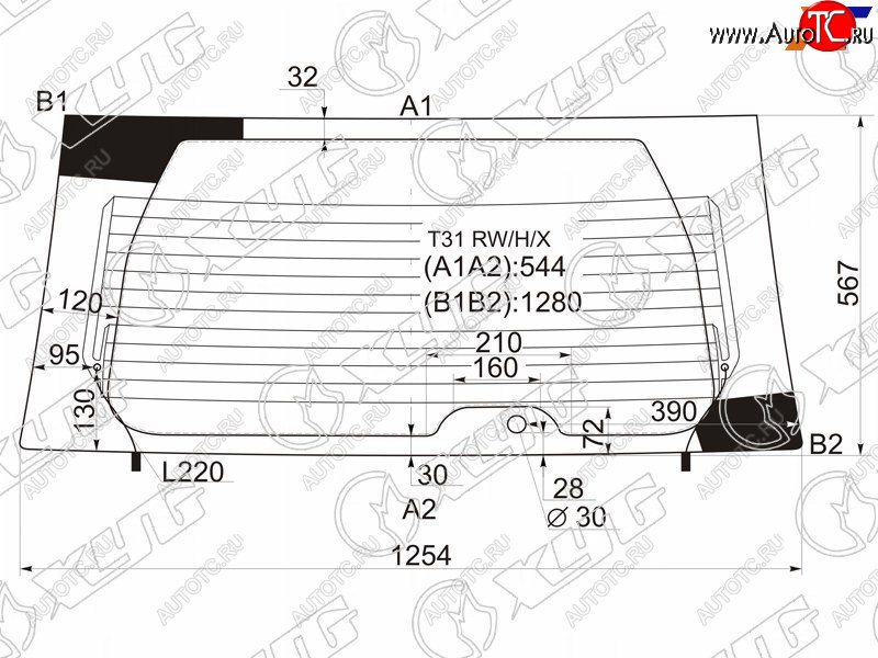 7 899 р. Стекло заднее (Цвет зеленый Обогрев) Nissan X-Trail 07-15 XYG T31 RW/H/X  с доставкой в г. Кемерово