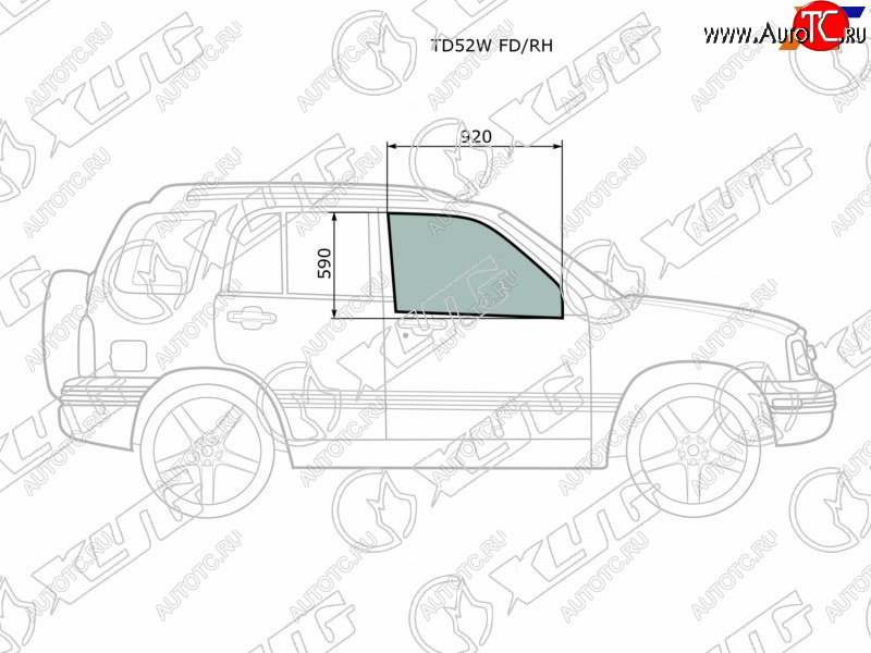 2 789 р. Стекло боковое опускное (Спереди Справа Цвет зеленый) Suzuki Escudo 97-05  Grand Vitara 97-05  C XYG TD52W FD/RH  с доставкой в г. Кемерово