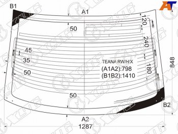 9 749 р. Стекло заднее (Цвет зеленый Обогрев Антенна) Nissan Teana 03-08 XYG TEANA RW/H/X  с доставкой в г. Кемерово. Увеличить фотографию 1