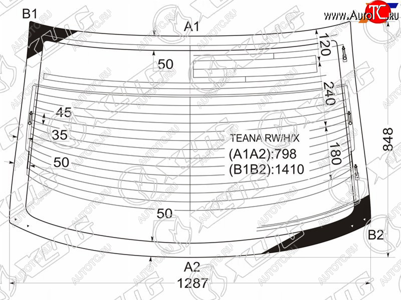 9 749 р. Стекло заднее (Цвет зеленый Обогрев Антенна) Nissan Teana 03-08 XYG TEANA RW/H/X  с доставкой в г. Кемерово