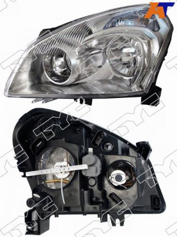 Фара левая (галоген, с электрокорректором) TYC Nissan Qashqai  1 (2007-2010) дорестайлинг