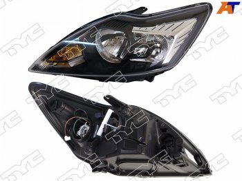 Фара левая (с электрокорректором, черная) TYC Ford Focus  2 (2007-2011) универсал рестайлинг, хэтчбэк 3 дв. рестайлинг, хэтчбэк 5 дв. рестайлинг