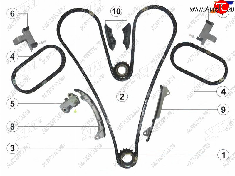 10 899 р. Комплект цепи ГРМ TOYOTA CAMRY,HIGHLANDER,RAV4, LEXUS IS,GS 2-4GR SAT TK-TY212-A  с доставкой в г. Кемерово