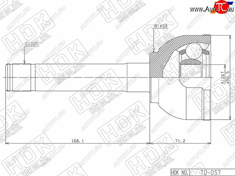 5 849 р. Шрус наружный TOYOTA LAND CRUISER 80105 90-94- короткий HDK TO-057  с доставкой в г. Кемерово