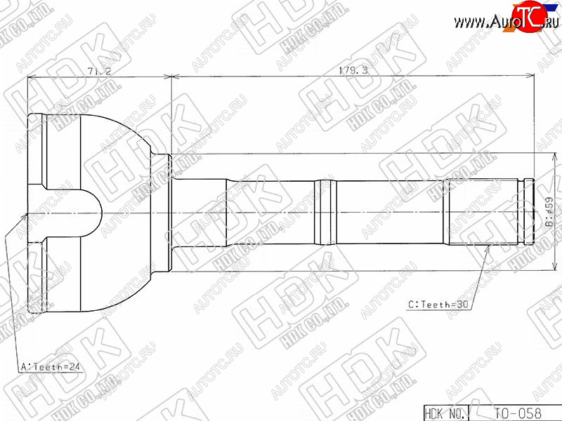 5 999 р. Шрус наружный TOYOTA LAND CRUISER HZJ7# 90- 98HZJ105 1FZ1HZ 4WD 98- HDK TO-058  с доставкой в г. Кемерово