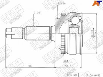 Шрус наружный TOYOTA COROLLARUNXOPARAV4 CA2#SV50ALLIONWISH 4WD 1ZZ 4WD1AZ-FSE3ZZ(euro) 00-05 HDK TO-54A48