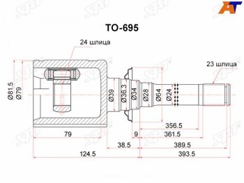 Шрус внутренний RH TOYOTA HIGHLANDER GSU45 07- SAT TO-695