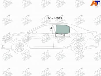 2 599 р. Стекло боковое опускное (Сзади Слева Цвет зеленый) Toyota Camry (XV50) 11-21  Camry USA 11-17     KMK TOYS0019  с доставкой в г. Кемерово. Увеличить фотографию 1