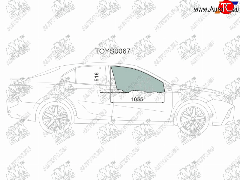 3 199 р. Стекло боковое опускное (Спереди Справа Цвет зеленый) Toyota Camry (XV70) 17-21  Camry UAEUSA 17 KMK TOYS0067  с доставкой в г. Кемерово