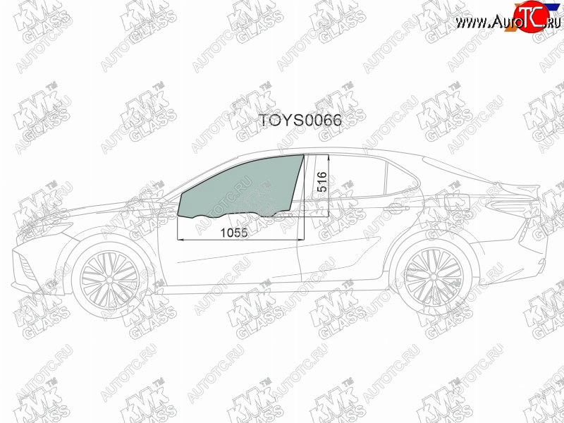 3 199 р. Стекло боковое опускное (Спереди Слева Цвет зеленый) Toyota Camry (XV70) 17-21  Camry UAEUSA 17- KMK TOYS0066  с доставкой в г. Кемерово