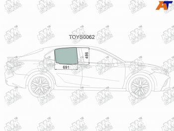 2 499 р. Стекло боковое опускное (Сзади Справа Цвет зеленый) Toyota Camry (XV70) 17-21  Camry UAEUSA 17-2 KMK TOYS0062  с доставкой в г. Кемерово. Увеличить фотографию 1
