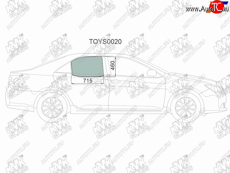 2 599 р. Стекло боковое опускное (Сзади Справа Цвет зеленый) Toyota Camry (XV50) 11-18  Camry UAEUSA 11-1 KMK TOYS0020  с доставкой в г. Кемерово
