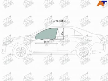 2 599 р. Стекло боковое опускное (Спереди Слева Цвет зеленый) Toyota Camry (XV50) 11-21  Camry UAEUSA 11- KMK TOYS0038  с доставкой в г. Кемерово. Увеличить фотографию 1