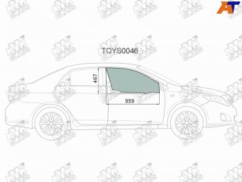 2 349 р. Стекло боковое опускное (Спереди Справа Цвет зеленый) Toyota Corolla (E150) 06-13  Corolla USA (E KMK TOYS0046  с доставкой в г. Кемерово. Увеличить фотографию 1