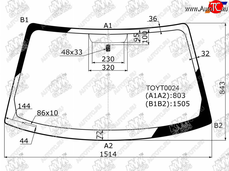 5 699 р. Стекло лобовое TOYOTA CAMRY GRACIA 45D 96-01MARK II QUALIS 97-02                                   KMK TOYT0024  с доставкой в г. Кемерово